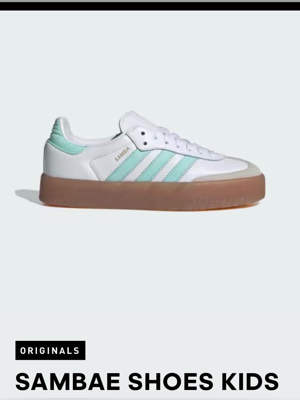 Adidas Originals Samba Sneakers White Mint with Gum Sole - Big Kids - Picture 3 of 7